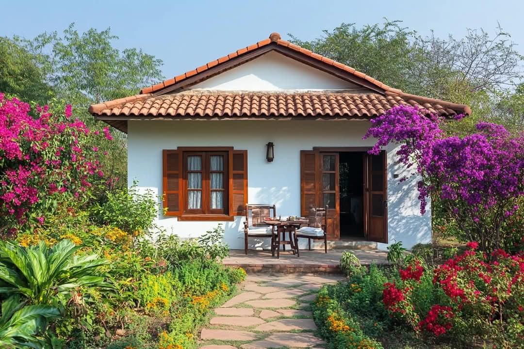 Pavement and landscaping